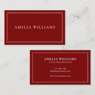 Cartão De Visita Elegante Minimalista Profissional Vermelho