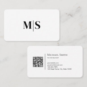 Cartão De Visita Elegante Minimalista QRCode Preto no Acabamento de