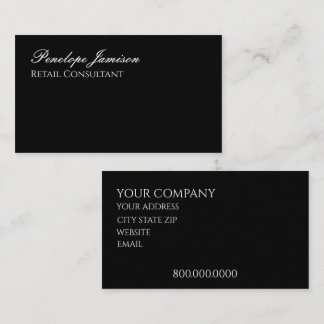 Cartão De Visita Elegante Minimalista Vintage Preto