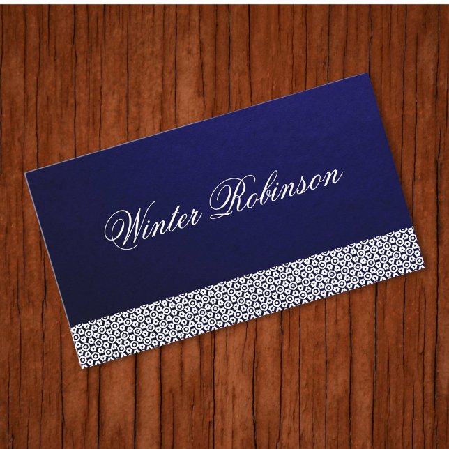 Cartão De Visita Elegante mínimo vetor ornamental branco azul (Minimalist design for modern business card )