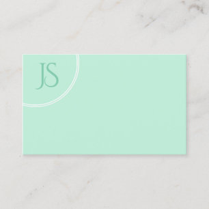 Cartão De Visita Elegante Mint Green Modern Monograma Simples Model