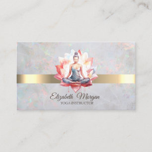 Cartão De Visita Elegante Moça Lotus Opal Yoga Instrutor