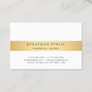 Cartão De Visita Elegante Modelo branco moderno e Dourado minimalis