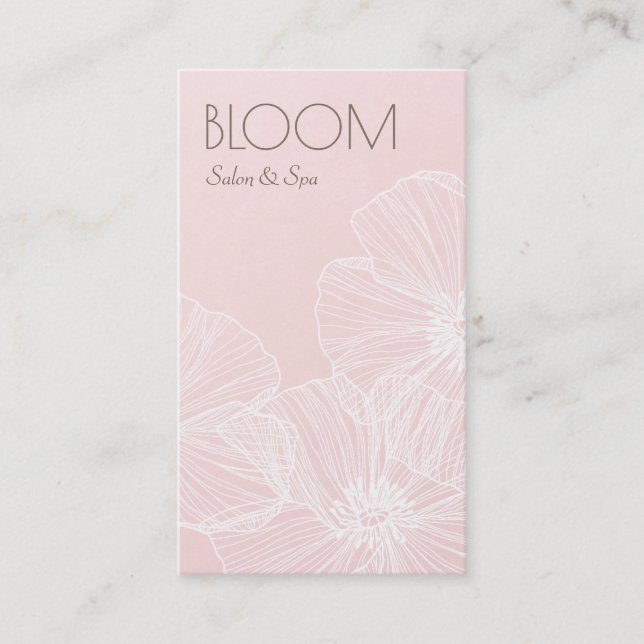 Cartão De Visita Elegante Moderno Blush Rosa Beleza Floral Salão (Frente)
