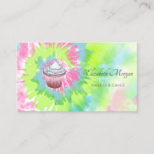 Cartão De Visita Elegante Moderno, Chic Cupcake Tie Dye