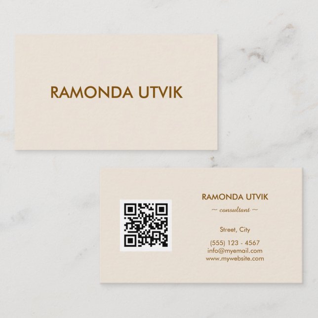 Cartão De Visita Elegante Moderno com código QR (Frente/Verso)