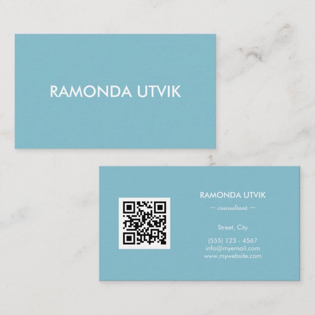 Cartão De Visita Elegante Moderno com código QR (Frente/Verso)