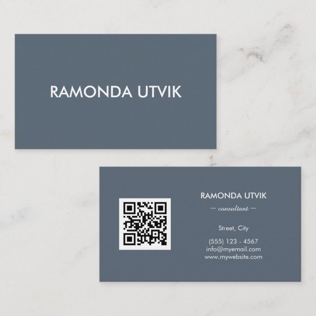 Cartão De Visita Elegante Moderno com código QR (Frente/Verso)