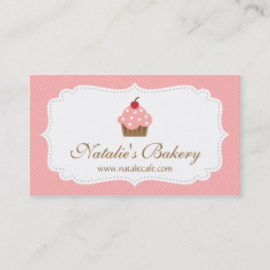 Cartão De Visita Elegante, Moderno, Cupcake Rosa, Padaria