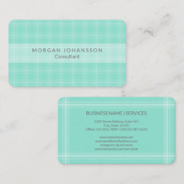 Cartão De Visita Elegante Moderno de Xadrez de Teal Turquesa Simple