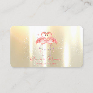 Cartão De Visita Elegante Moderno Divertido de Menina, Flamingos Co