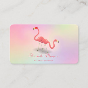 Cartão De Visita Elegante Moderno Divertido de Menina, Flamingos Ho