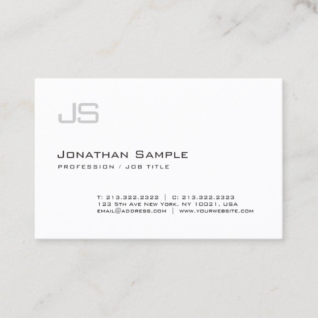 Cartão De Visita Elegante moderno do monograma profissional de (Frente)