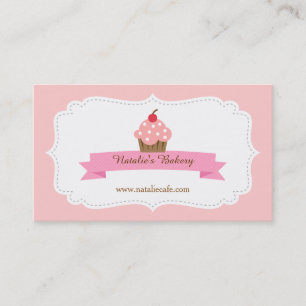 Cartão De Visita Elegante, Moderno, Doce Cupcake Rosa, Padaria