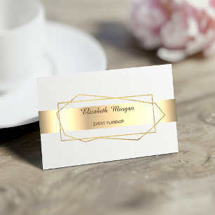 Cartão De Visita Elegante Moderno Dourado Geométrico, Moldura