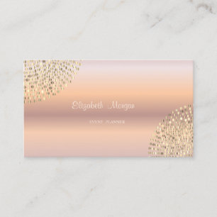 Cartão De Visita Elegante Moderno Dourado Rosa Simples, Pontos