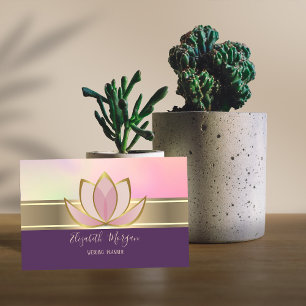 Cartão De Visita Elegante Moderno Dourado Stripe Lotus Zen