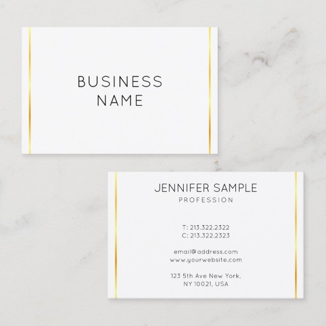 Cartão De Visita Elegante moderno e Dourado corporativo (Frente/Verso)