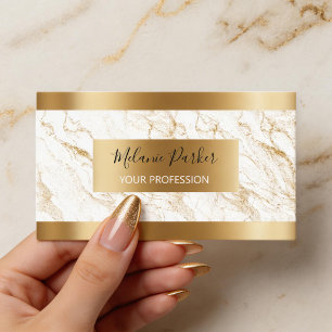 Cartão De Visita Elegante, moderno e Dourado Marble