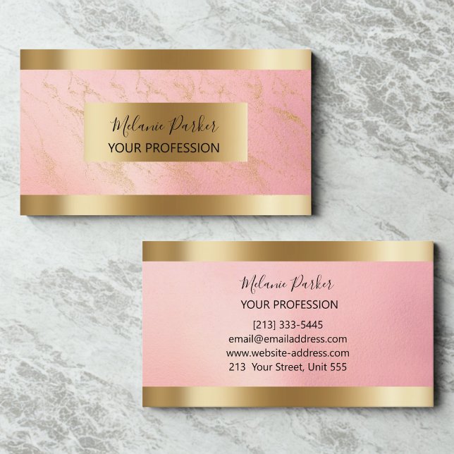 Cartão De Visita Elegante, moderno e Dourado Marble (Criador carregado)