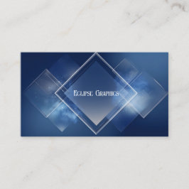 Cartão De Visita Elegante Moderno Geométrico Azul e Branco Diamante