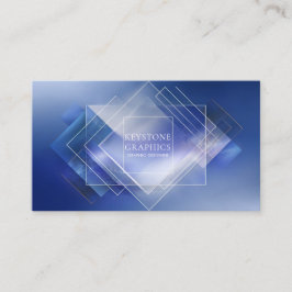 Cartão De Visita Elegante Moderno Geométrico Azul e Branco Diamante