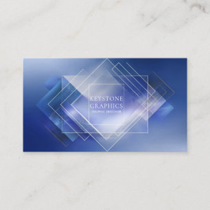 Cartão De Visita Elegante Moderno Geométrico Azul e Branco Diamante