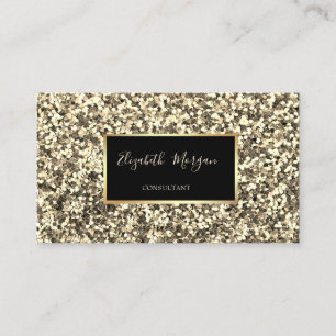 Cartão De Visita Elegante Moderno Glitter Dourado Estiloso, Moldura