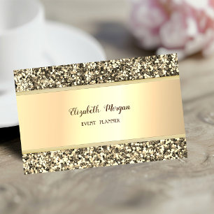 Cartão De Visita Elegante Moderno Glitter Falso Dourado com Estilo