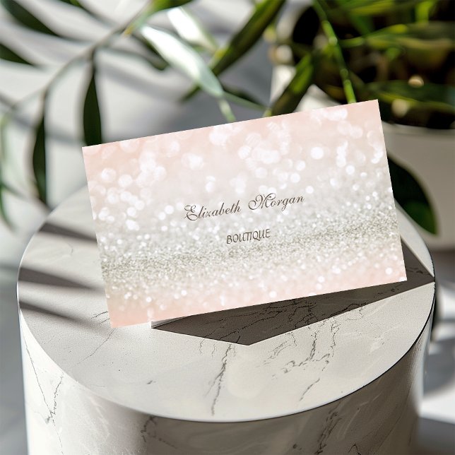 Cartão De Visita Elegante Moderno Glittery Bokeh (Criador carregado)