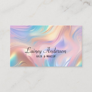 Cartão De Visita Elegante Moderno Groovy Pastel Falso Holográfico