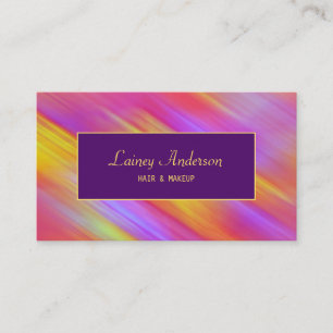 Cartão De Visita Elegante Moderno Groovy rosa amarelo roxo neon