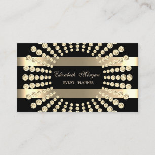 Cartão De Visita Elegante Moderno,Listrado de Preto e Dourado,Diama