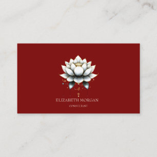 Cartão De Visita Elegante Moderno Lótus Branco Vermelho