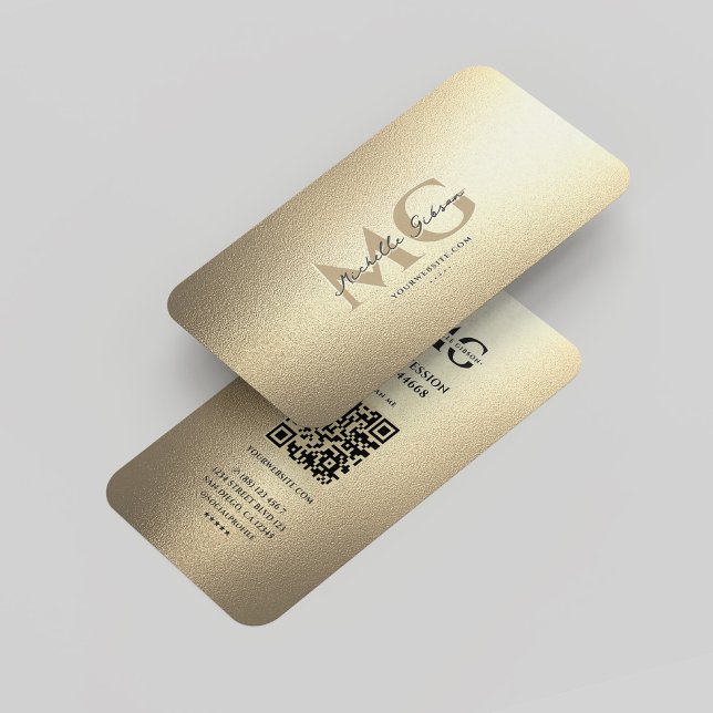 Cartão De Visita Elegante Moderno Luxo Faux Profissional Dourado (Elegant Modern Luxury Gold Monogram Professional Business Card
)