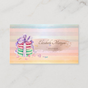 Cartão De Visita Elegante Moderno, Macarons Tom Rose Dourado Pincel