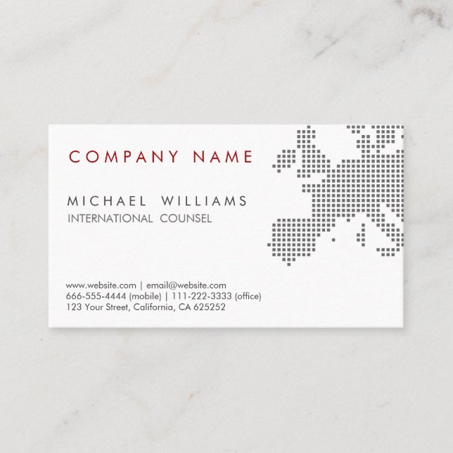 CARTÃO DE VISITA ELEGANTE MODERNO MAPA EUROPA INTERNACIONAL BLANCO (Frente)