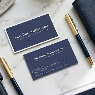 Cartão De Visita Elegante Moderno Minimalista Tendência Azul Marinh