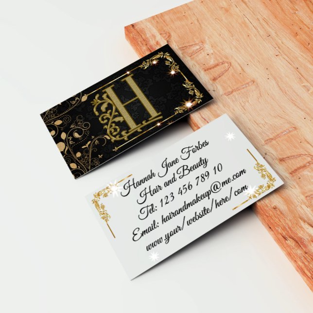 Cartão De Visita Elegante Moderno Monograma Inicial Profissional (Criador carregado)