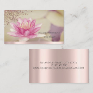 Cartão De Visita Elegante Moderno Ouro Rosa Diamantes Lótus Boho