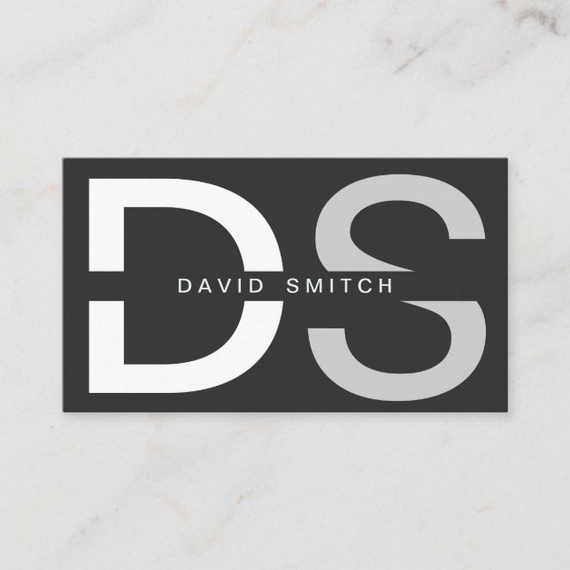 CARTÃO DE VISITA ELEGANTE MODERNO PROFESIONAL SIMPLE BLANCO NEGRO (Frente)