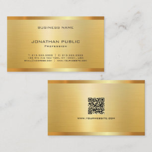 Cartão De Visita Elegante Moderno QR Code Luxo Seda Dourada Tendênc
