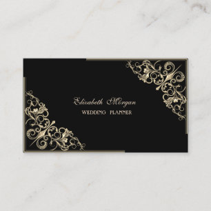 Cartão De Visita Elegante Moderno, Quadro Preto, Dourado