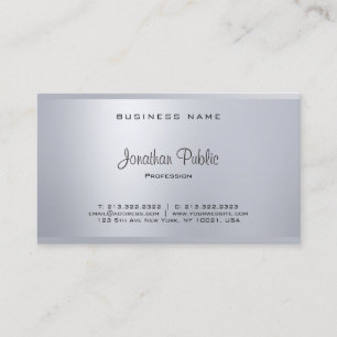 Cartão De Visita Elegante Moderno Script Prateado Glamouroso Simple