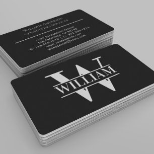 Cartão De Visita Elegante Moderno Simples Monograma Personalizado T