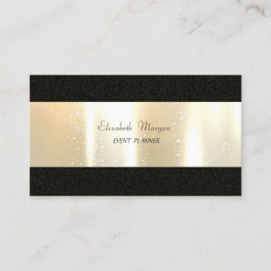 Cartão De Visita Elegante Moderno Simples, Preto, Dourado Falso