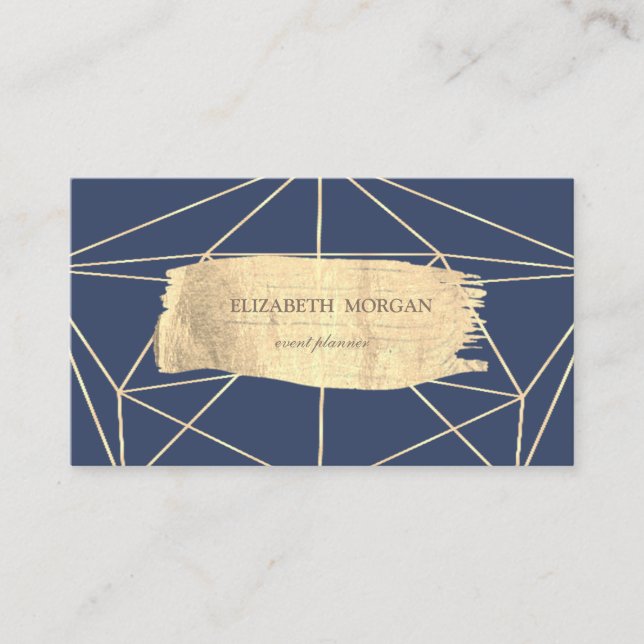 Cartão De Visita Elegante Moderno Traço de Pincel Dourado Geométric (Frente)