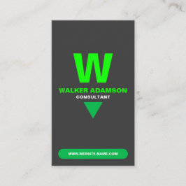 Cartão De Visita Elegante monograma (código QR) verde e preto