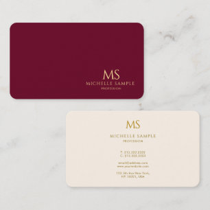 Cartão De Visita Elegante Monograma de Texto Dourado Luxo Seda Prem