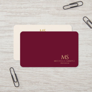 Cartão De Visita Elegante Monograma de Texto Dourado Profissional L